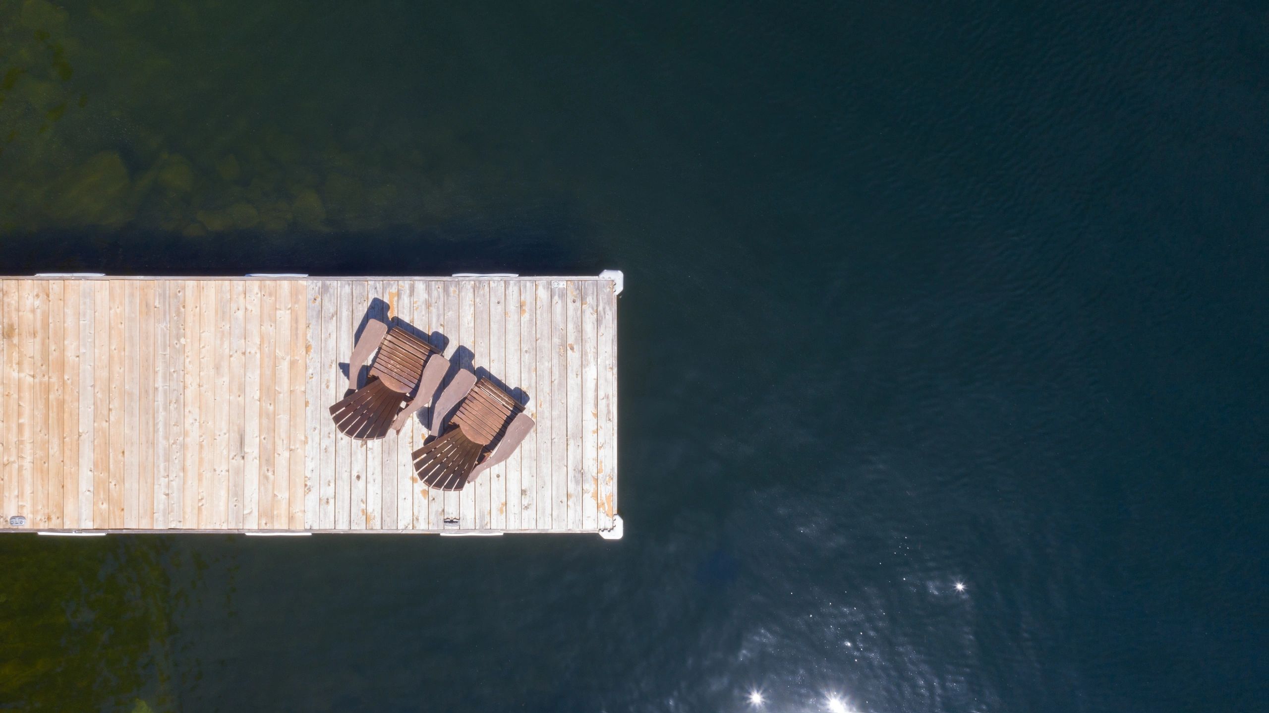 Outdoor wooden seating by the water