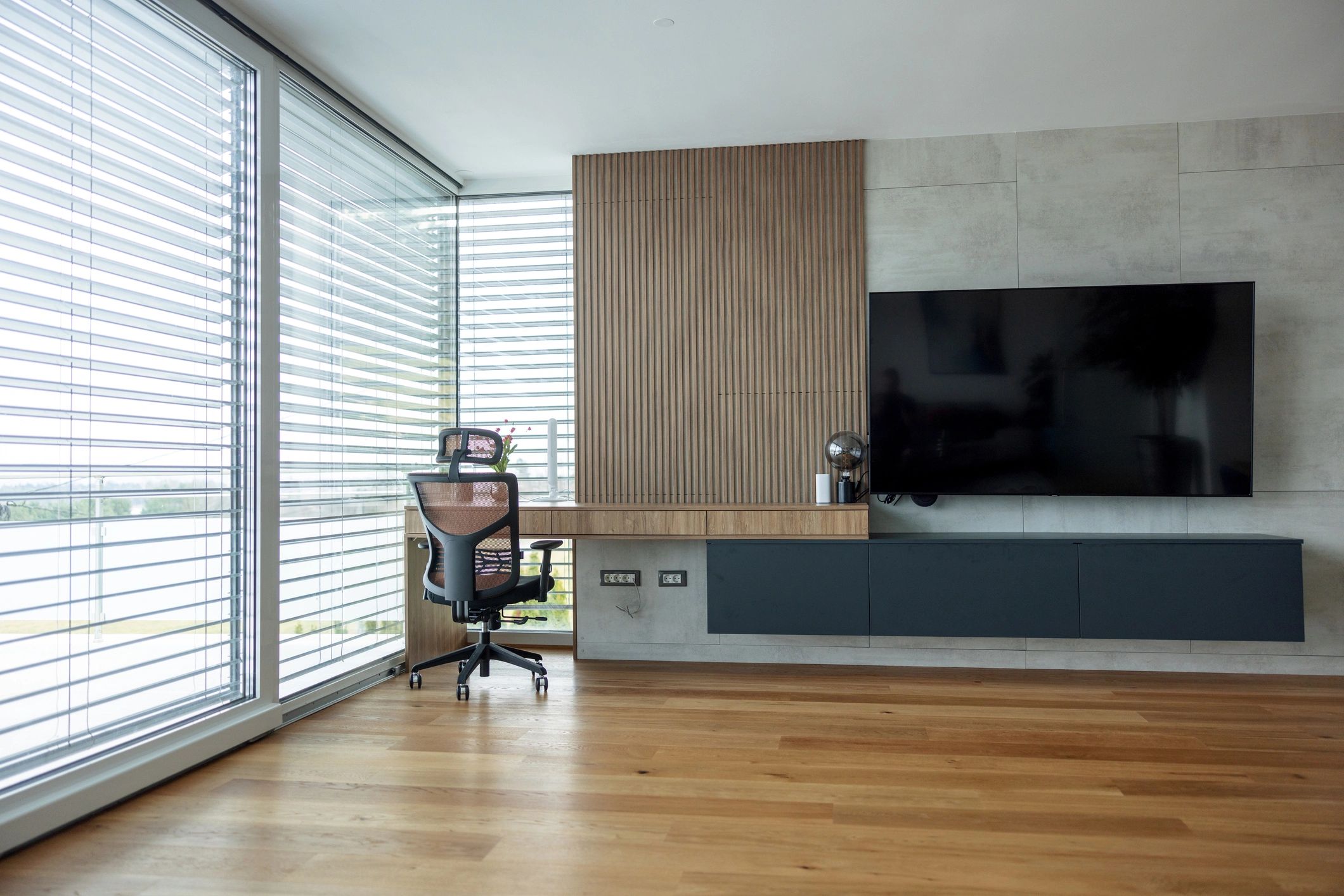 Interior with wooden table furniture