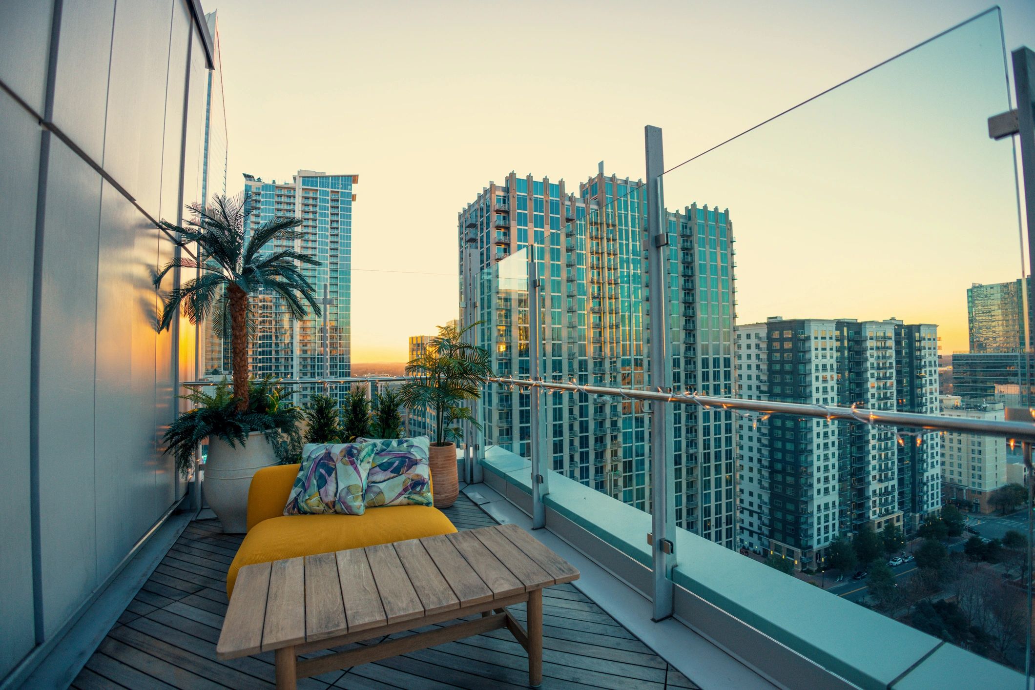 Luxury outdoor furniture on a stylish balcony