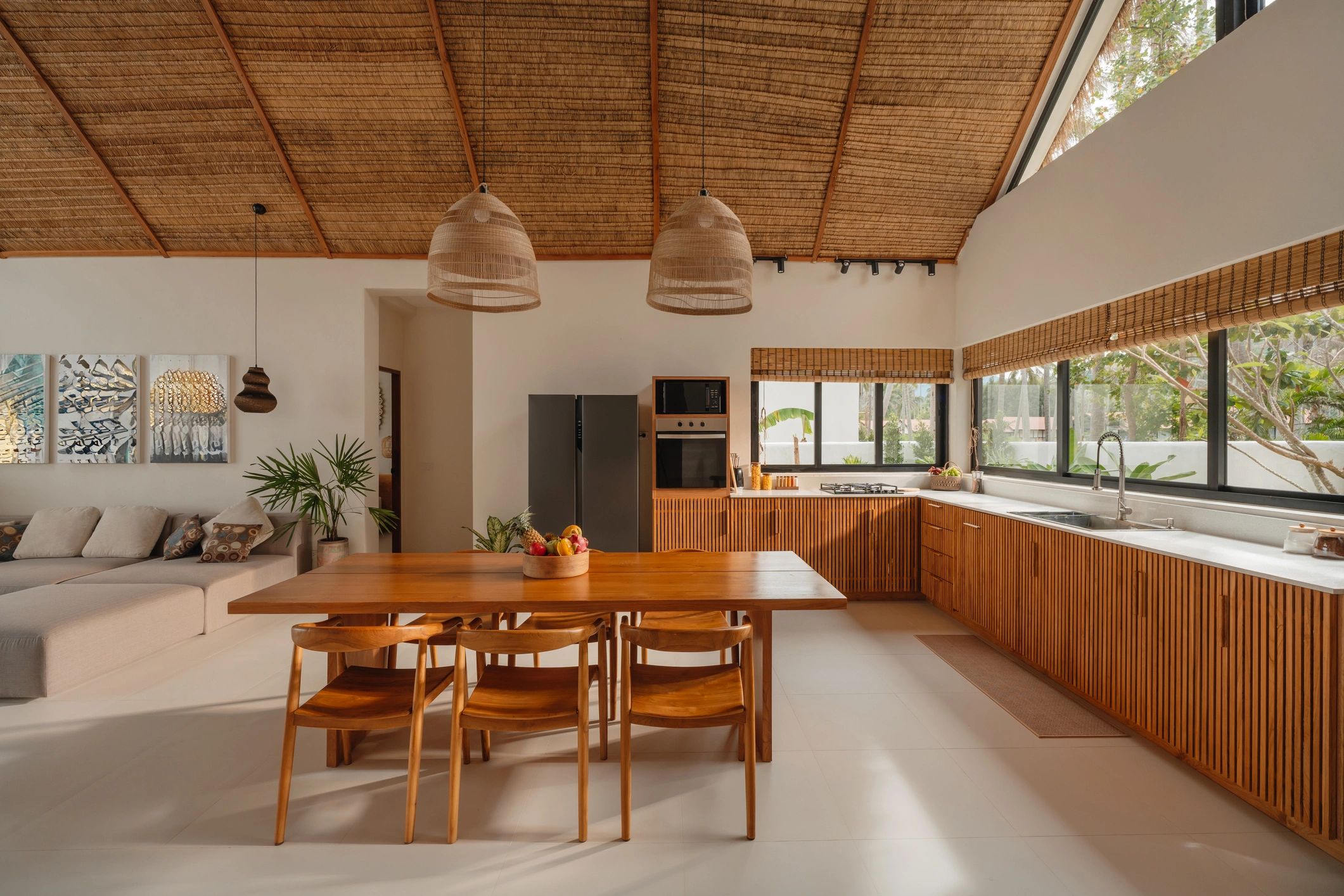 Modern wooden dining area with elegant dining table